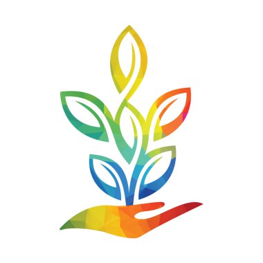 Elle Vektör Logosu Tasarımı. Doğal Ürünler Logosu. Kozmetik ikonu. Spa logosu.