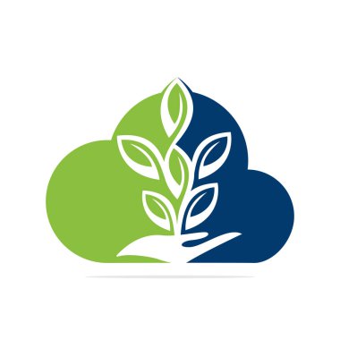 Elle Vektör Logosu Tasarımı. Bulut Şeklinde Doğal Ürünler. Kozmetik ve Spa logosu.