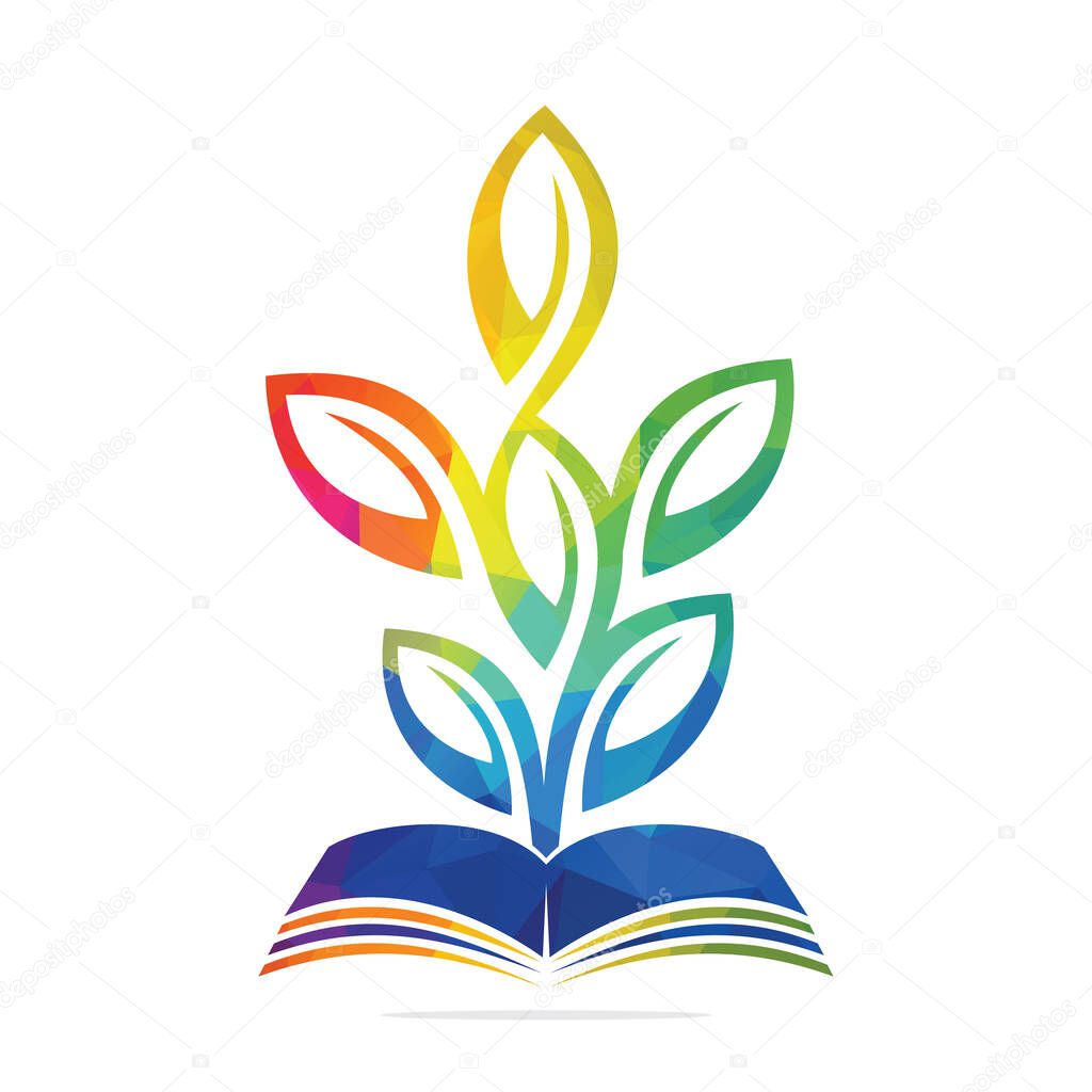 Book Tree Vector Template Design. Educational Tree On Book Template..