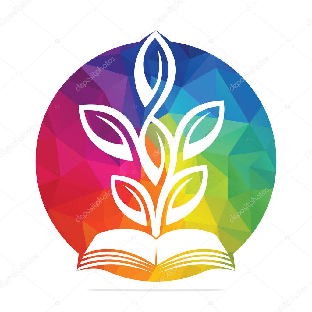 Book Tree Vector Template Design. Educational Tree On Book Template..