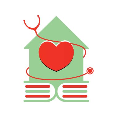 Ev tıbbi kitap vektör logosu tasarımı. Tıbbi çalışma logosu tasarımı konsepti.