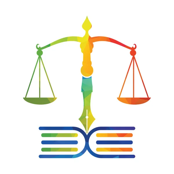 教育法のバランスと弁護士のモノグラムロゴデザイン 法律事務所オープンブックロゴデザイン — ストックベクタ