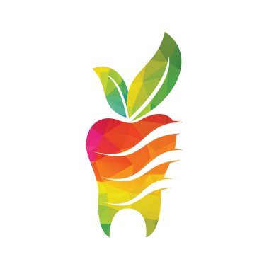 Yeşil Taze Diş Yaprak Logo Vektörü Tasarımı. Diş bakımı ya da dişçi logosu tasarımı.