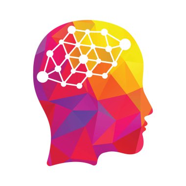 İnsan beyni bağlantı vektör logosu tasarımı. Tekno kadın logo şefi yaratıcı fikir.