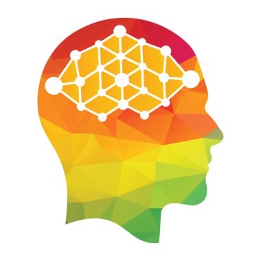 İnsan beyni bağlantı vektör logosu tasarımı. Tekno insan kafası logosu yaratıcı fikir.