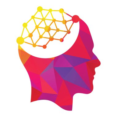 İnsan beyni bağlantı vektör logosu tasarımı. Tekno insan kafası logosu yaratıcı fikir.