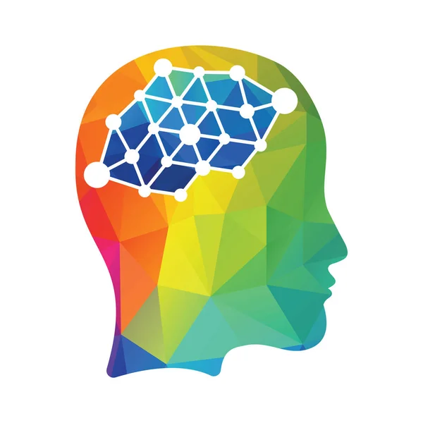 Návrh Koncepce Vektorového Loga Lidského Mozku Techno Žena Hlava Logo — Stockový vektor