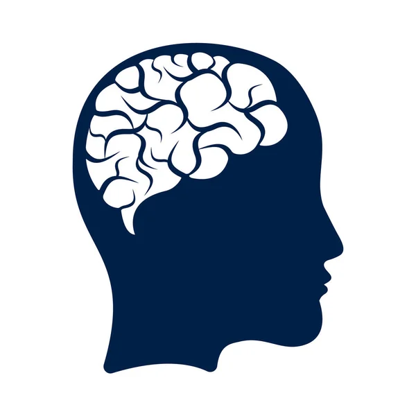 头部与脑向量图解设计 女性头部和大脑载体图标 思想概念 — 图库矢量图片