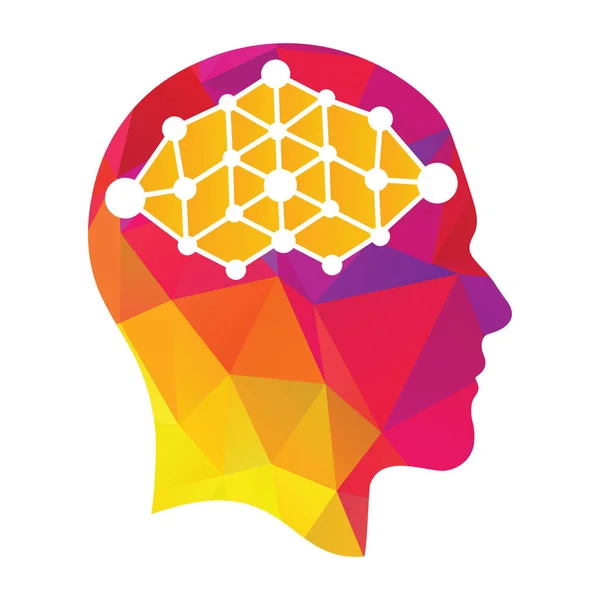 Projekt Logo Wektora Połączenia Ludzkiego Mózgu Koncepcja Logo Głowy Człowieka — Wektor stockowy