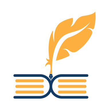 Yargı Kalemi Açık Kitap Üzerine Yazıyor. Karar Sertifikası ya da Polis Belge Vektörü. Eğitim Kitabı Kalem Şablonu Tasarımı.