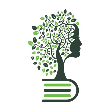 Female Education tree concept design. Book with women face tree logo. vector Female Education tree concept design. Book with women face tree logo. vector
