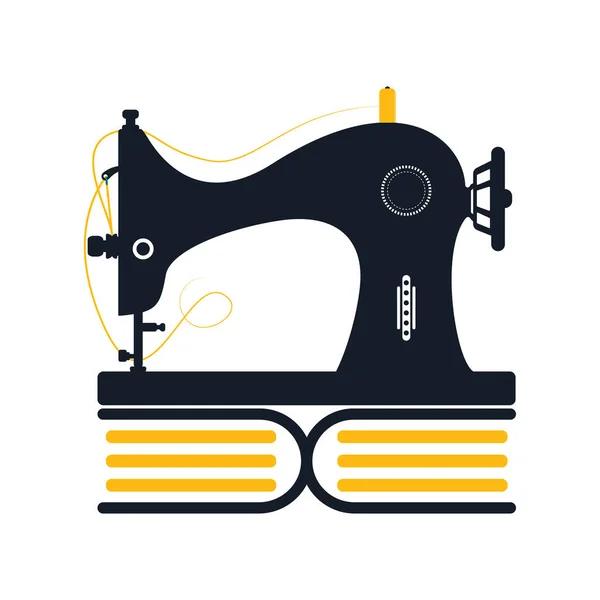 Silhueta Livro Máquina Costura Informações Costura Design Conceito Logotipo — Vetor de Stock