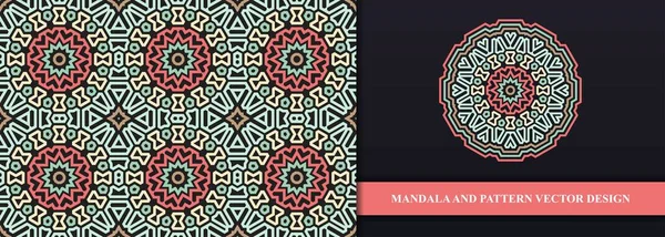 Abstract Mandala Colorful Ornament Decorative Seamless Pattern Background Motif Premium — Stock Vector