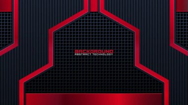 soyut metalik kırmızı çerçeve tasarımı teknik yenilik kavramı. Vektör İllüstrasyonu.