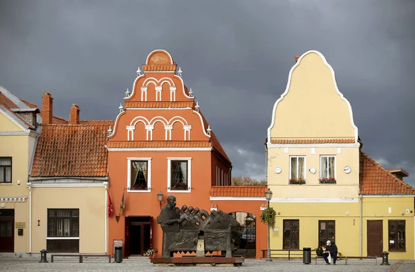 Una Pequeña Ciudad Centro Lituania Con Hermoso Remolque Viejo —  Fotos de Stock