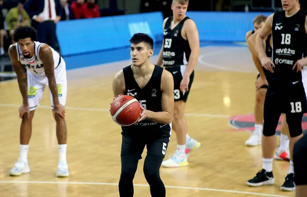 Panagiotis Kalaitzakis是立陶宛篮球联盟Nevezis Dainiai的希腊职业篮球运动员 — 图库照片
