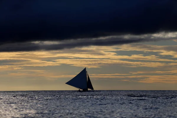 Small Sailing Boats Sunset Boracay Philippines — Stock Photo, Image