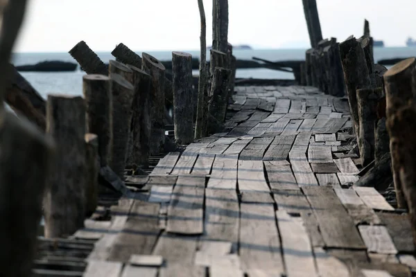 Starý Dřevěný Most Moři — Stock fotografie
