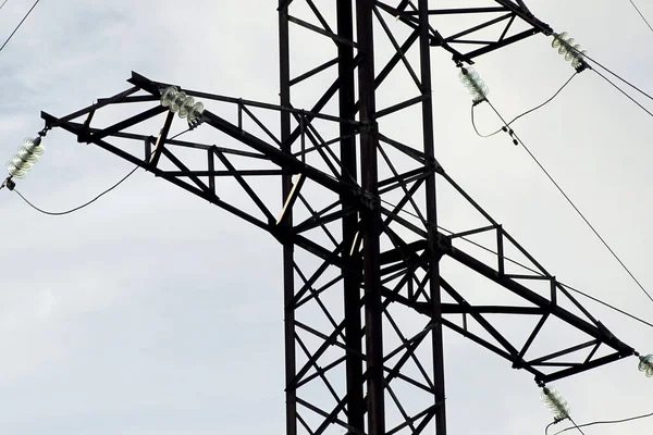 Subestación Alto Voltaje Cielo Azul Con Interruptor Lituania — Foto de Stock