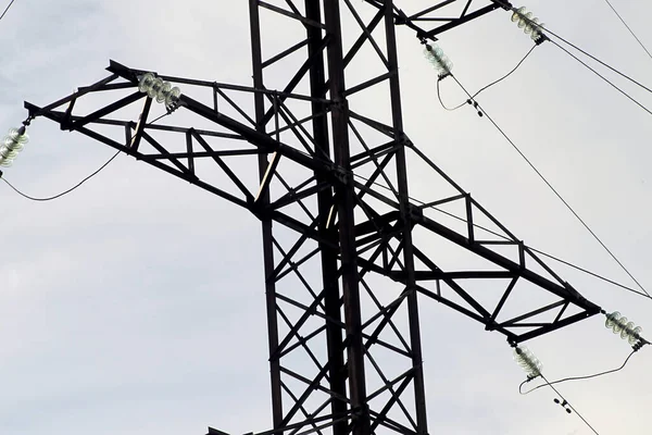 Subestación Alto Voltaje Cielo Azul Con Interruptor Lituania — Foto de Stock