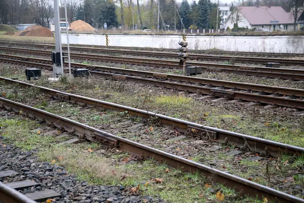 Línea Ferroviaria Cerca Estación Lituania Kedainiai — Foto de Stock