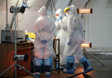 Mobil covid kontrol noktası, test alanı. Litvanya Kedainiai