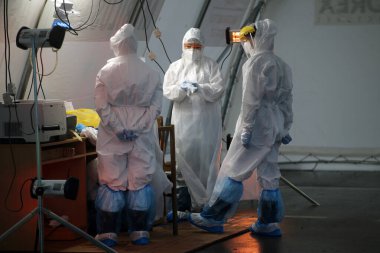 Mobil covid kontrol noktası, test alanı. Litvanya Kedainiai