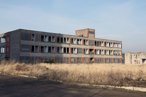 The abandoned old factory building outside. Kedainia