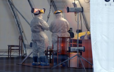 Mobil covid kontrol noktası, test alanı. Litvanya Kedainiai 28 11 2020