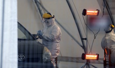 Mobil covid kontrol noktası, test alanı. Litvanya Kedainiai 28 11 2020