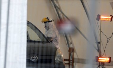 Mobil covid kontrol noktası, test alanı. Litvanya Kedainiai 28 11 2020
