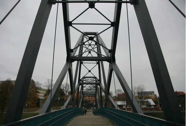 Puente Peatonal Madera Construcción Madera Lituania Kedainiai —  Fotos de Stock