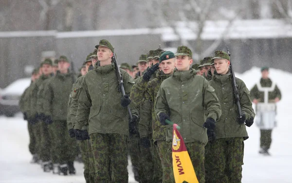 Клятва Литовської Військової Академії Зима Вільнюс 2018 — стокове фото