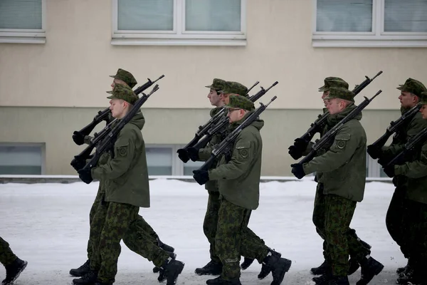Juramento Academia Militar Lituânia Inverno Vilnius 2018 — Fotografia de Stock