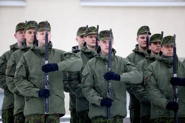 Giuramento Dell Accademia Militare Lituana Inverno Vilnius 2018 — Foto Stock