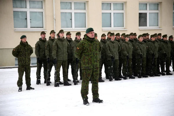 Giuramento Dell Accademia Militare Lituana Inverno Vilnius 2018 — Foto Stock