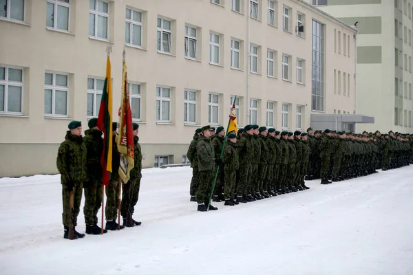 Клятва Литовської Військової Академії Зима Вільнюс 2018 — стокове фото