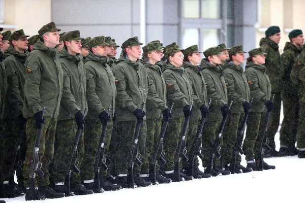 Przysięga Litewskiej Akademii Wojskowej Zima Wilno 2018 — Zdjęcie stockowe