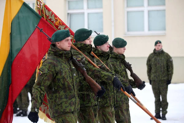 Juramento Academia Militar Lituânia Inverno Vilnius 2018 — Fotografia de Stock