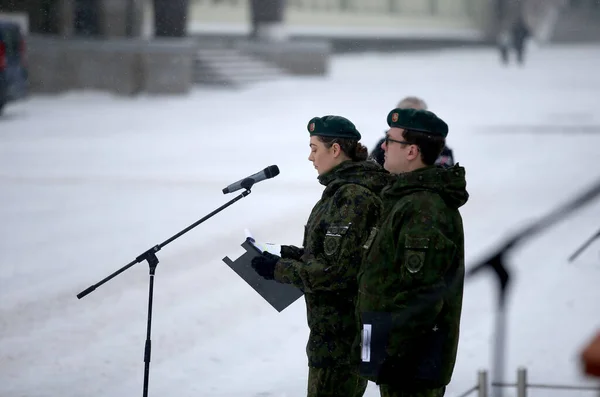 Клятва Литовской Военной Академии Зима Вильнюс 2018 — стоковое фото