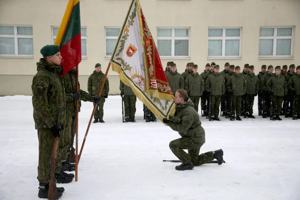 Клятва Литовської Військової Академії Зима Вільнюс 2018 — стокове фото