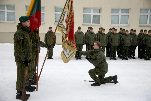 Juramento Academia Militar Lituânia Inverno Vilnius 2018 — Fotografia de Stock