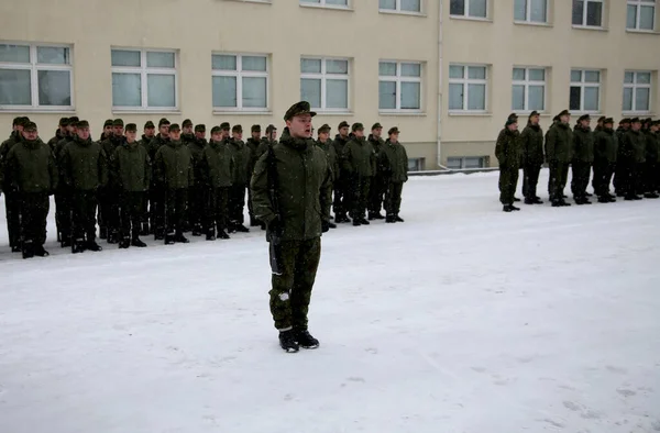 Giuramento Dell Accademia Militare Lituana Inverno Vilnius 2018 — Foto Stock