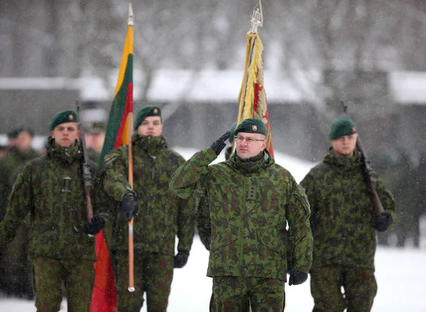 Клятва Литовської Військової Академії Зима Вільнюс 2018 — стокове фото