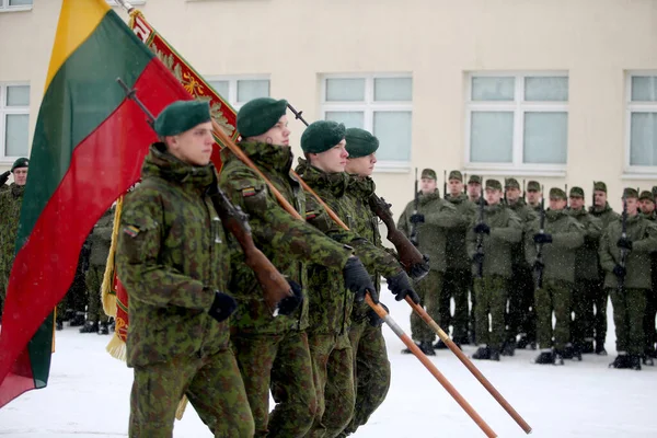 Juramento Academia Militar Lituânia Inverno Vilnius 2018 — Fotografia de Stock