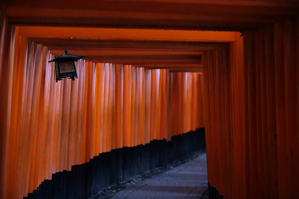 Red Torii Gates Walkway Path Fushimi Inari Taisha Shrine One — Stock Photo, Image