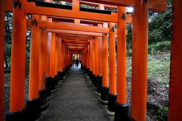 伏見稲荷大社の赤い鳥居遊歩道は 2019年11月14日京都の観光名所の一つです — ストック写真