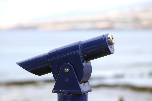 Binocular Público Panorâmico Azul Para Observação Panorâmica Vista — Fotografia de Stock