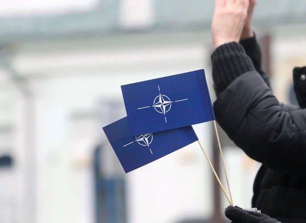 Navo Vlag Hand Symbool — Stockfoto