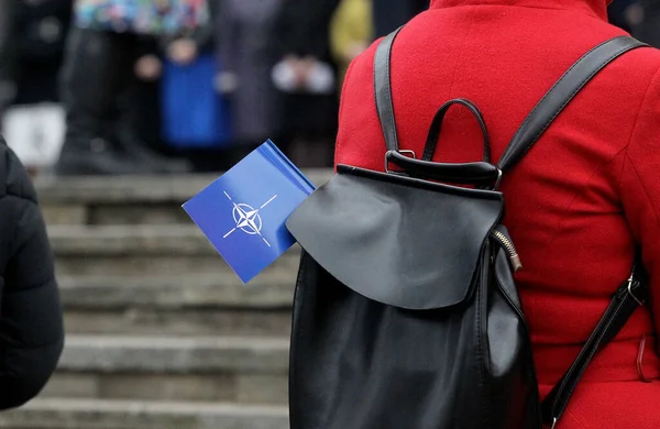 Bandera Otan Mano Símbolo — Foto de Stock